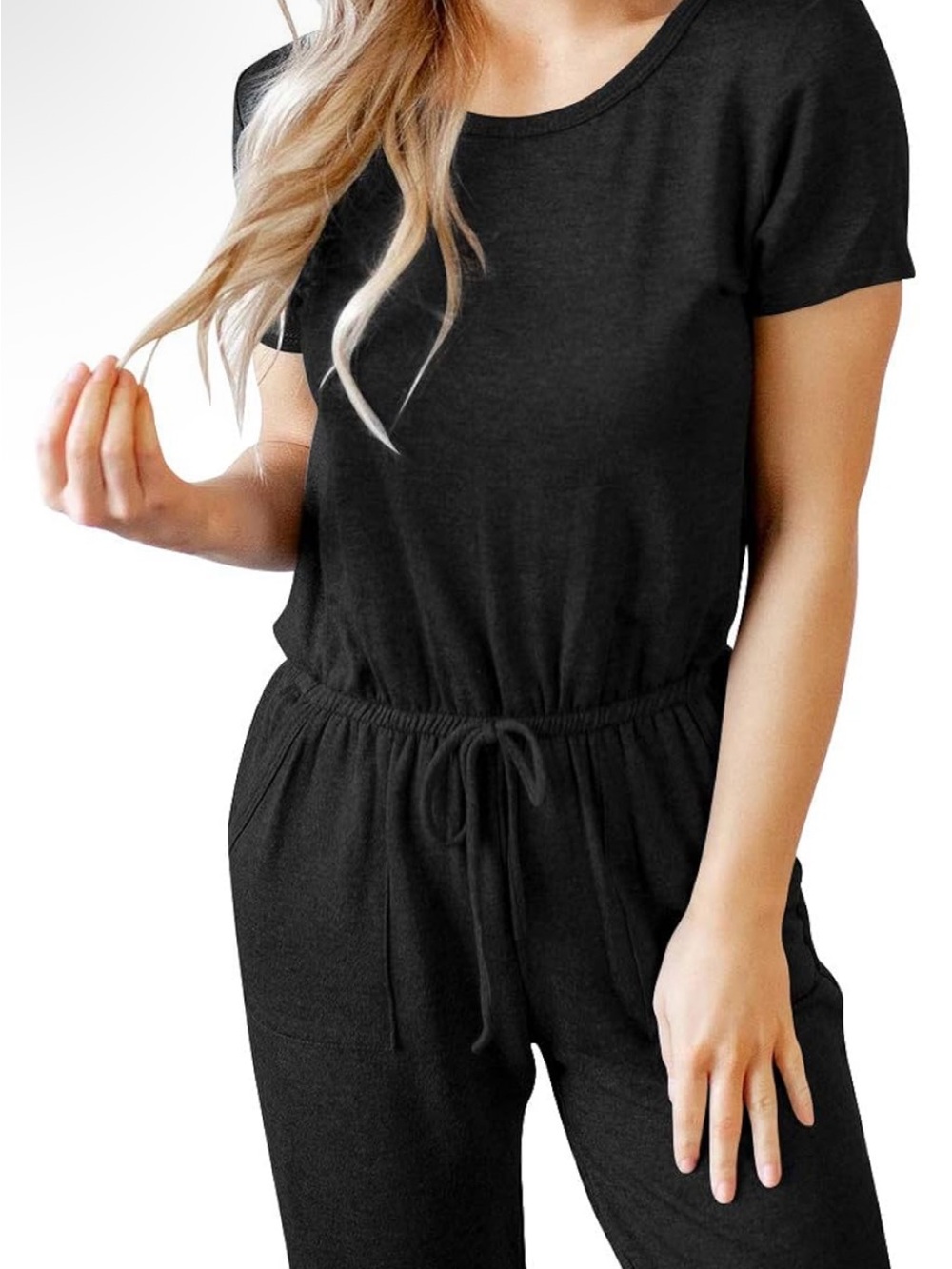 NWOT - ANRABESS Short-Sleeve Jumpsuit with Elastic Waist and pockets. - Picture 2 of 6